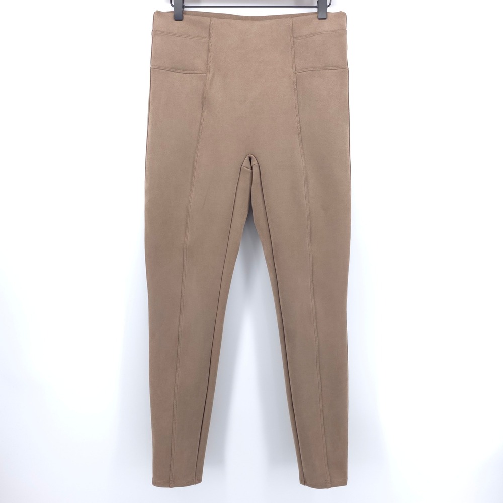 Spanx Womens‎ Faux Suede Leggings Large Camel Brown High Rise Slimming